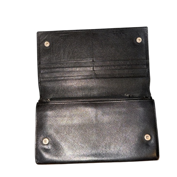 Authentic Prada Large Saffiano Leather Long Flap Large Wallet Black - Picture 9 of 13